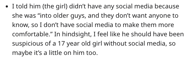 2010 calendar - I told him the girl didn't have any social media because she was "into older guys, and they don't want anyone to know, so I don't have social media to make them more comfortable." In hindsight, I feel he should have been suspicious of a 17
