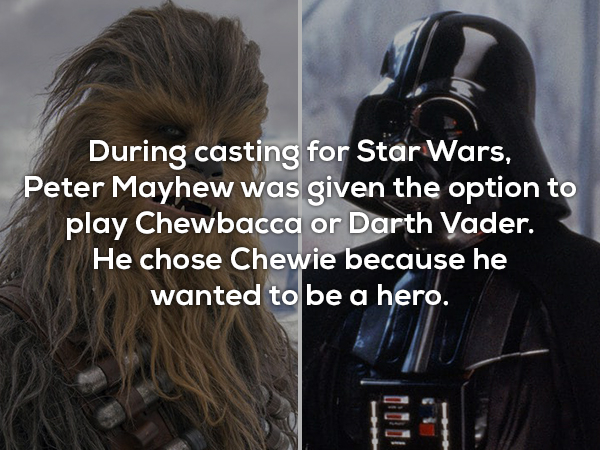 star wars 2019 darth vader - During casting for Star Wars, Peter Mayhew was given the option to play Chewbacca or Darth Vader. He chose Chewie because he wanted to be a hero.