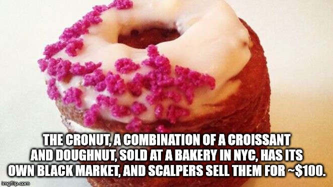 Cronut - The Cronut A Combination Of A Croissant And Doughnut, Sold At A Bakery In Nyc, Has Its Own Black Market, And Scalpers Sell Them ForS100 imgflip.com