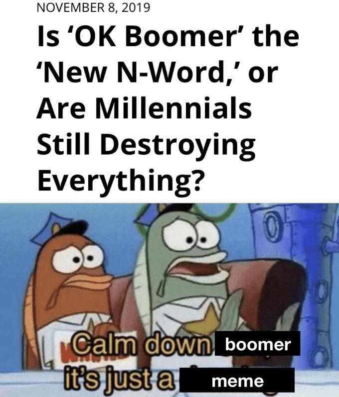 ok boomer meme - calm down son it's just a drawing gif - Is 'Ok Boomer' the 'New NWord,' or Are Millennials Still Destroying Everything? Calm down boomer it's just a meme