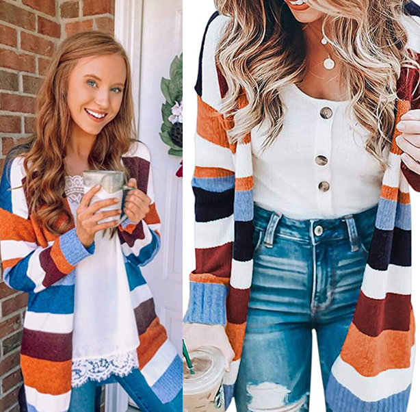 long striped cardigan sweater