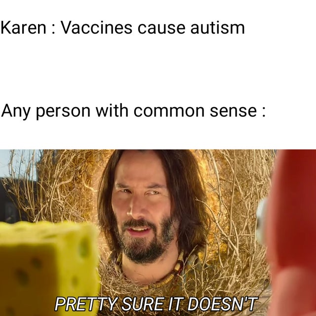 photo caption - Karen Vaccines cause autism Any person with common sense Pretty Sure It Doesn'T