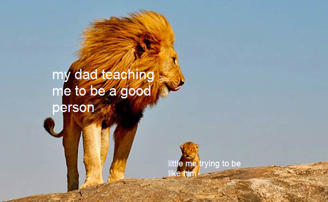 best wholesome meme - mufasa real life simba - my dad teaching me to be a good person little me trying to be him
