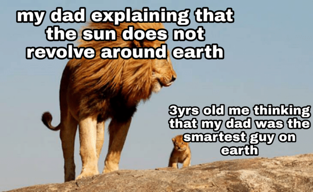 best wholesome meme - animals babes - my dad explaining that the sun does not revolve around earth 3yrs old me thinking that my dad was the smartest guy on earth