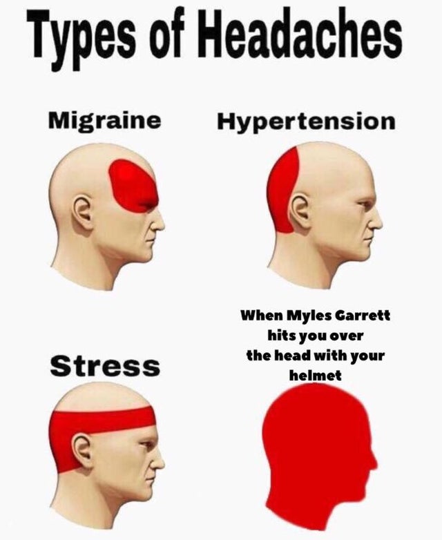 Types of Headaches - Myles Garrett meme