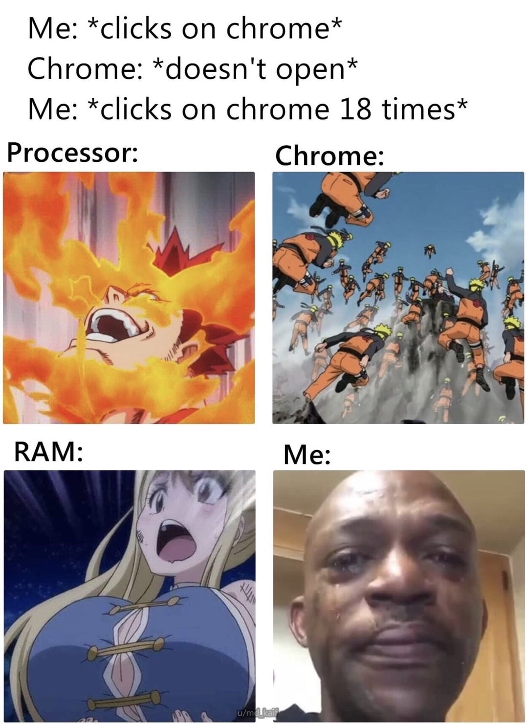 Google Chrome - Me clicks on chrome Chrome doesn't open Me clicks on chrome 18 times Processor Chrome or Ram Me umatkaif