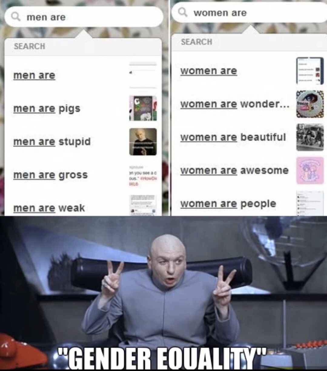 laser austin powers gif - Q men are Q women are Search Search men are women are men are pigs women are wonder... men are stupid women are beautiful men are gross you see ac women are awesome men are weak women are people "Gender Equality".