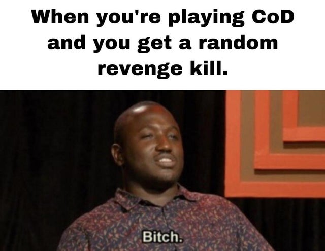 best-meme-ever-Photo caption - When you're playing Cod and you get a random revenge kill. Bitch.