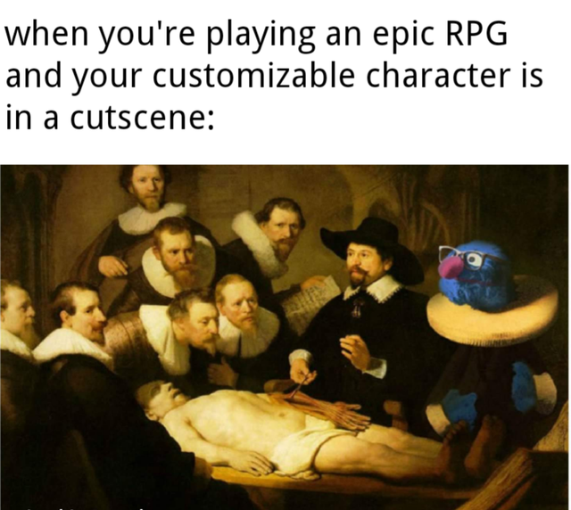 When your customizable character shows up in the cutscene of the rpg you're playing - best memes