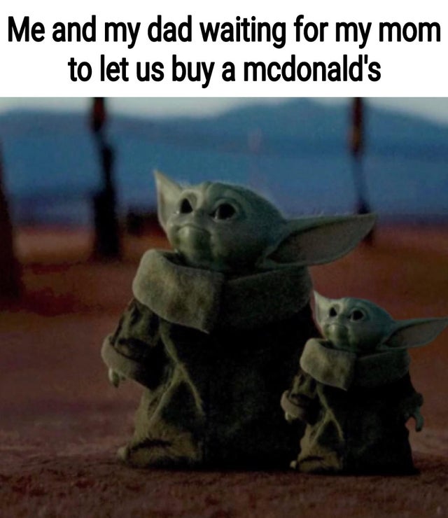 baby yoda meme - Me and my dad waiting for my mom to let us buy a mcdonald's