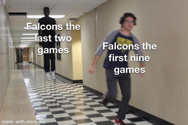 nfl week 11 - umbrella academy funny quotes - Falcons the last two games Falcons the first nine games made with mematic