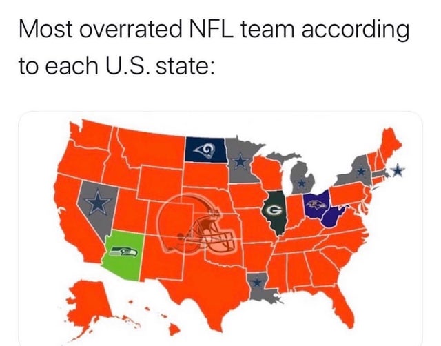 nfl week 11 - most overrated nfl team - Most overrated Nfl team according to each U.S. state