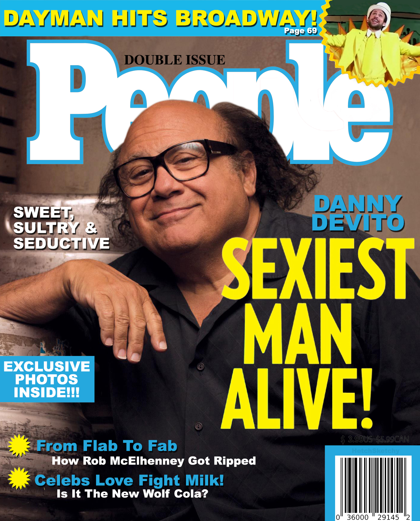 magazine - Dayman Hits Broadway! Double Issue Panne Sweet, Sultry & Seductive Dan Devito Sexiest Man Exclusive Photos Inside!!! Alive! From Flab To Fab How Rob McElhenney Got Ripped Celebs Love Fight Milk! Is It The New Wolf Cola? 03600029145