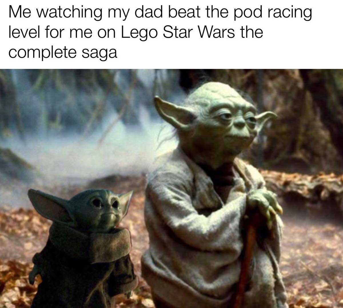 star wars yoda - Me watching my dad beat the pod racing level for me on Lego Star Wars the complete saga