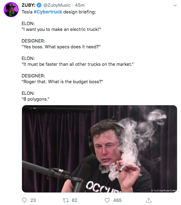 Elon Musk funny text conversation - 8 polygons - cybertruck memes