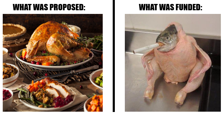 Thanksgiving meme - thanksgiving dinner - What Was Proposed What Was Funded