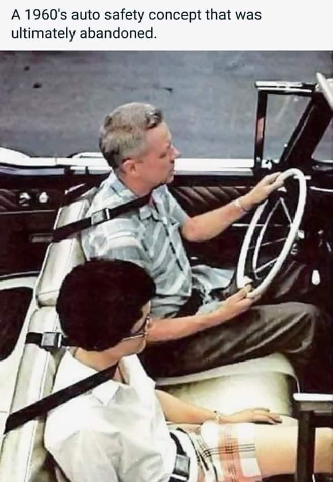1960s seat belt - A 1960's auto safety concept that was ultimately abandoned.