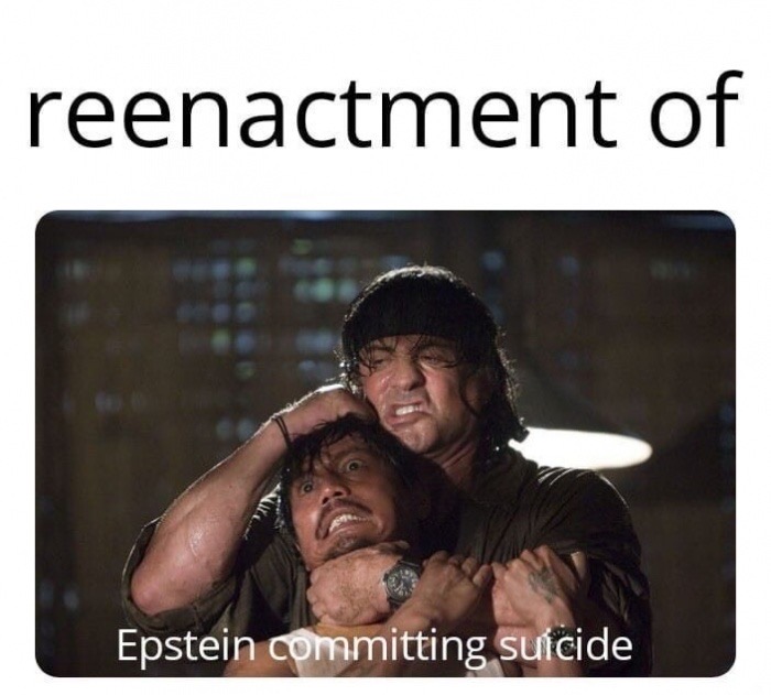 chiropractor funny meme - reenactment of Epstein committing suicide