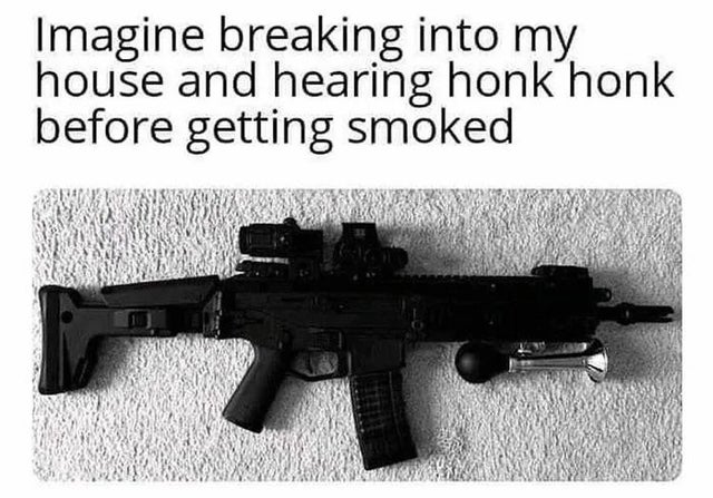 dank meme - imagine hearing honk honk before getting smoked - Imagine breaking into my house and hearing honk honk before getting smoked