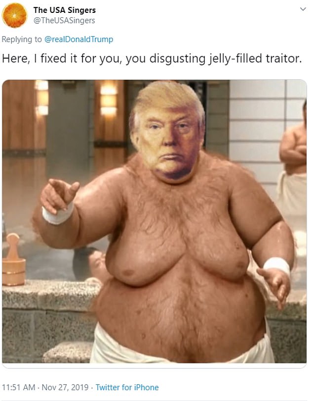 fat bastard meme - The Usa Singers Trump Here, I fixed it for you, you disgusting jellyfilled traitor. . . Twitter for iPhone