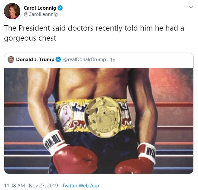 rocky balboa horror picture show - Carol Leonnig The President said doctors recently told him he had a gorgeous chest Donald J. Trump Trump. th Mani . Twitter Web App