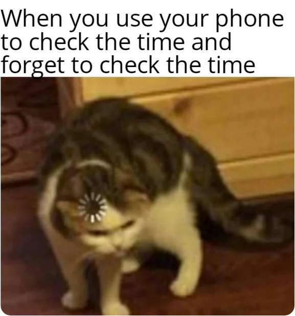 dank - photo caption - When you use your phone to check the time and forget to check the time