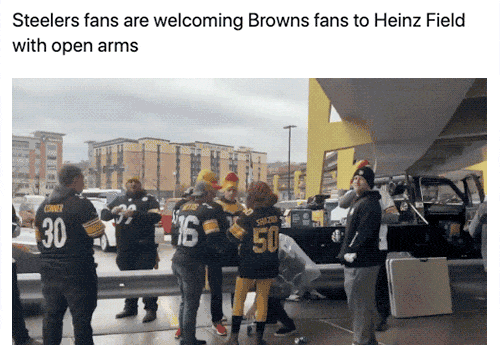 vehicle - Steelers fans are welcoming Browns fans to Heinz Field with open arms