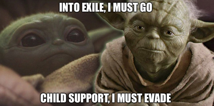 baby yoda - Into Exile, I Must Go Child Support, I Must Evade