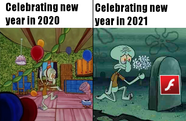 here lies squidward's hopes - Celebrating new year in 2020 Celebrating new year in 2021
