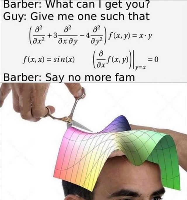 Mathematics - Barber What can I get you? Guy Give me one such that la Play x, xY fx,x sinx fx, y 0 Barber Say no more fam | 2lyx