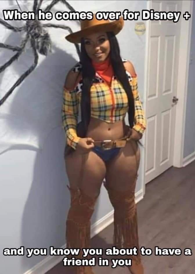 thick thighs woody costume - When he comes over for Disney and you know you about to have a friend in you