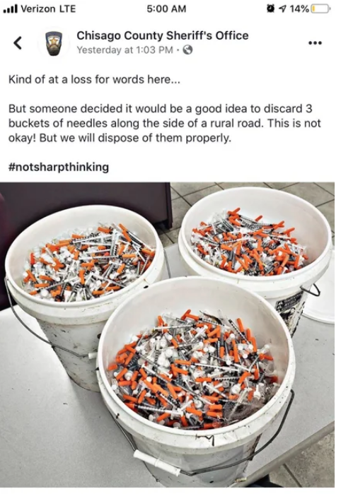 superfood - ..il Verizon Lte 8 14% Chisago County Sheriff's Office Yesterday at Kind of at a loss for words here... But someone decided it would be a good idea to discard 3 buckets of needles along the side of a rural road. This is not okay! But we will d