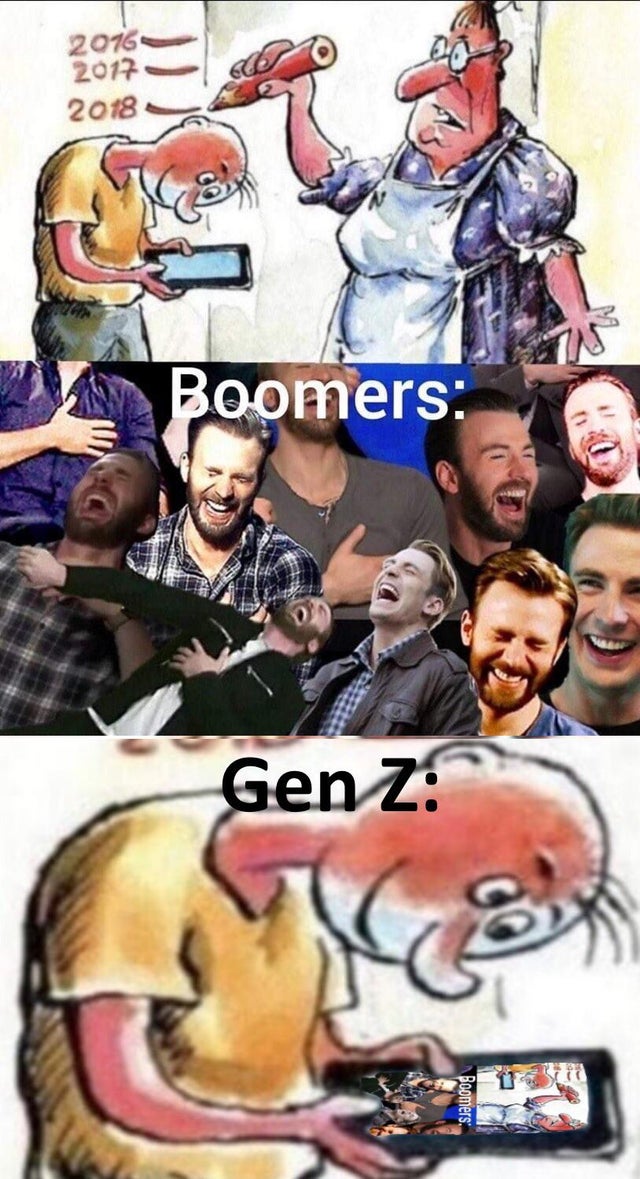 Internet meme - 2016 2017 2018 A Boomers Gen z Boomers