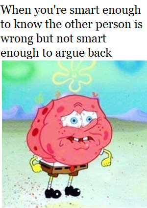 bae is pissing you off - When you're smart enough to know the other person is wrong but not smart enough to argue back