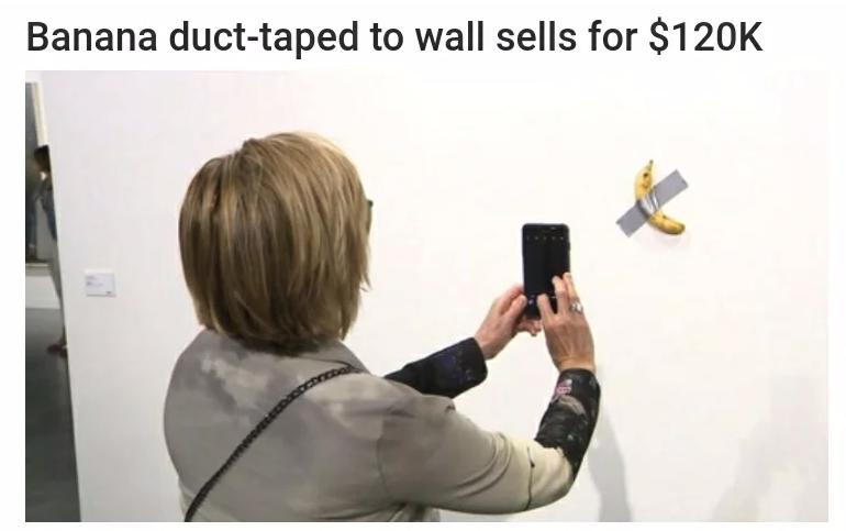 banana duct taped to wall - Banana ducttaped to wall sells for $