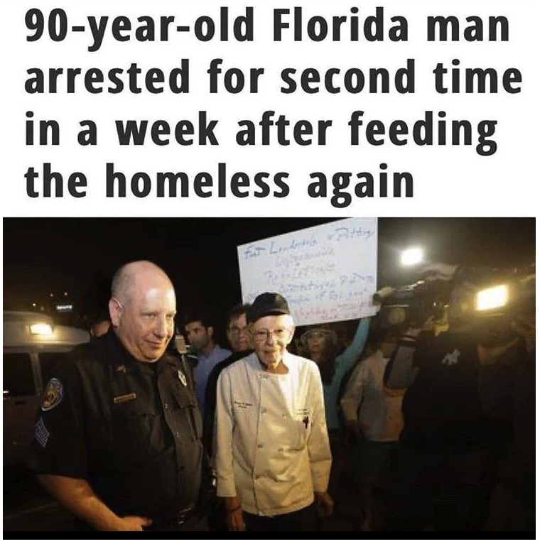 photo caption - 90yearold Florida man arrested for second time in a week after feeding the homeless again