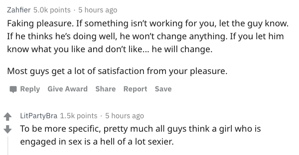 sex mistakes - document - Zahfier points . 5 hours ago Faking pleasure. If something isn't working for you, let the guy know. If he thinks he's doing well, he won't change anything. If you let him know what you and don't ... he will change. Most guys get 