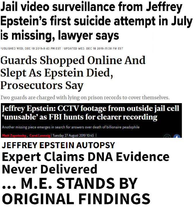 point - Jail video surveillance from Jeffrey Epstein's first suicide attempt in July is missing, lawyer says Published Wed, Pm Est Updated Wed Test Guards Shopped Online And Slept As Epstein Died, Prosecutors Say I'wo guards are charged with lying on pris