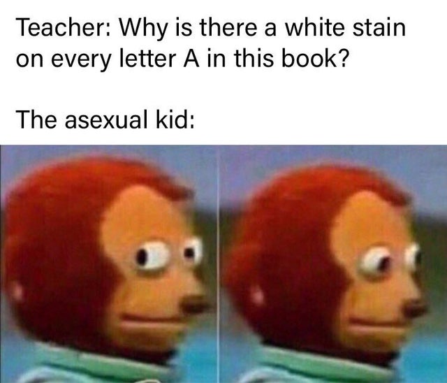 quiet kid memes - Teacher Why is there a white stain on every letter A in this book? The asexual kid