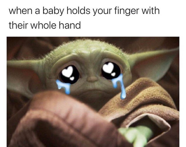 meme - baby yoda - when a baby holds your finger with their whole hand