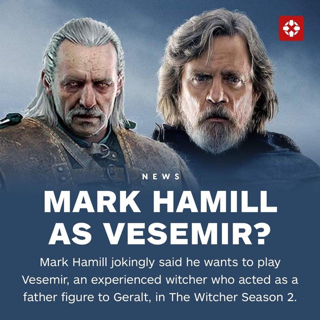 the witcher meme - sky walker - News Mark Hamill As Vesemir? Mark Hamill jokingly said he wants to play Vesemir, an experienced witcher who acted as a father figure to Geralt, in The Witcher Season 2.
