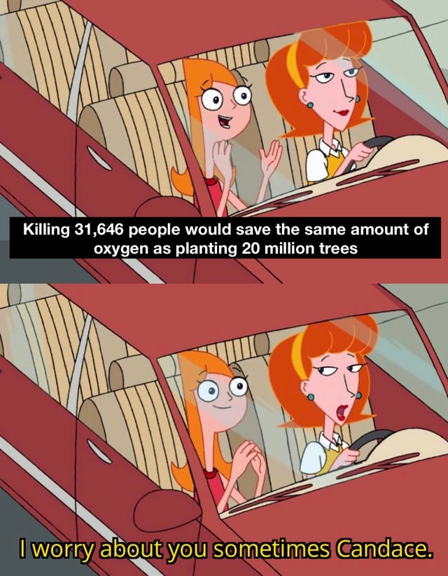 dank meme - candace memes - Killing 31,646 people would save the same amount of oxygen as planting 20 million trees I worry about you sometimes Candace.