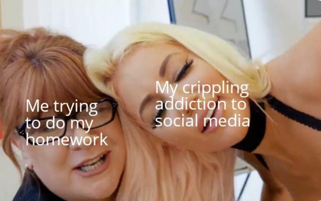 blond - Me trying to do my homework My crippling addiction to social media