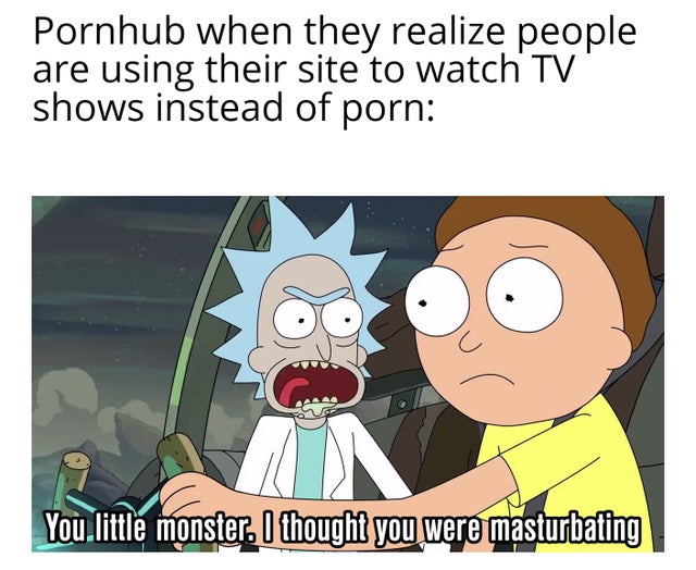 best meme - rick and morty memes - Pornhub when they realize people are using their site to watch Tv shows instead of porn You.little monster. I thought you were masturbating