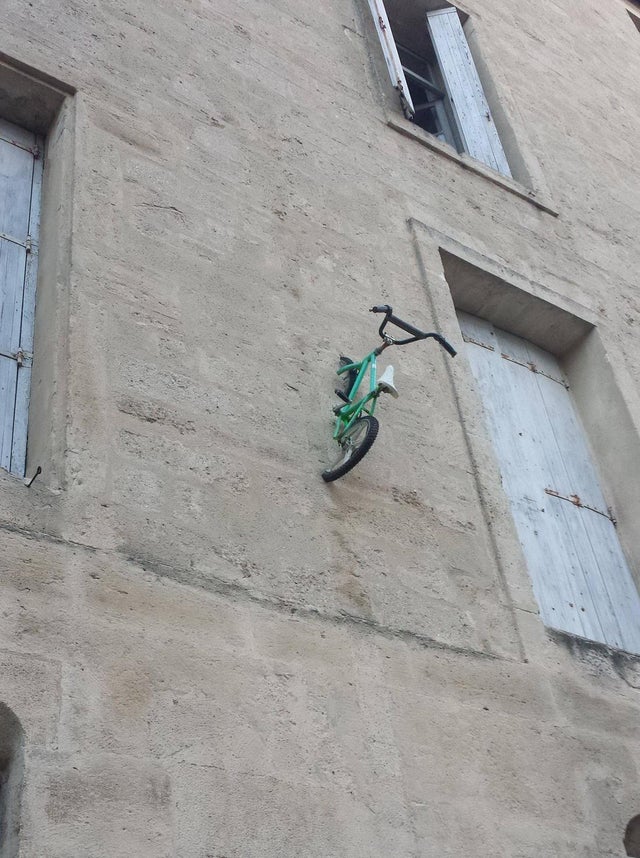 weird picture - bike in building