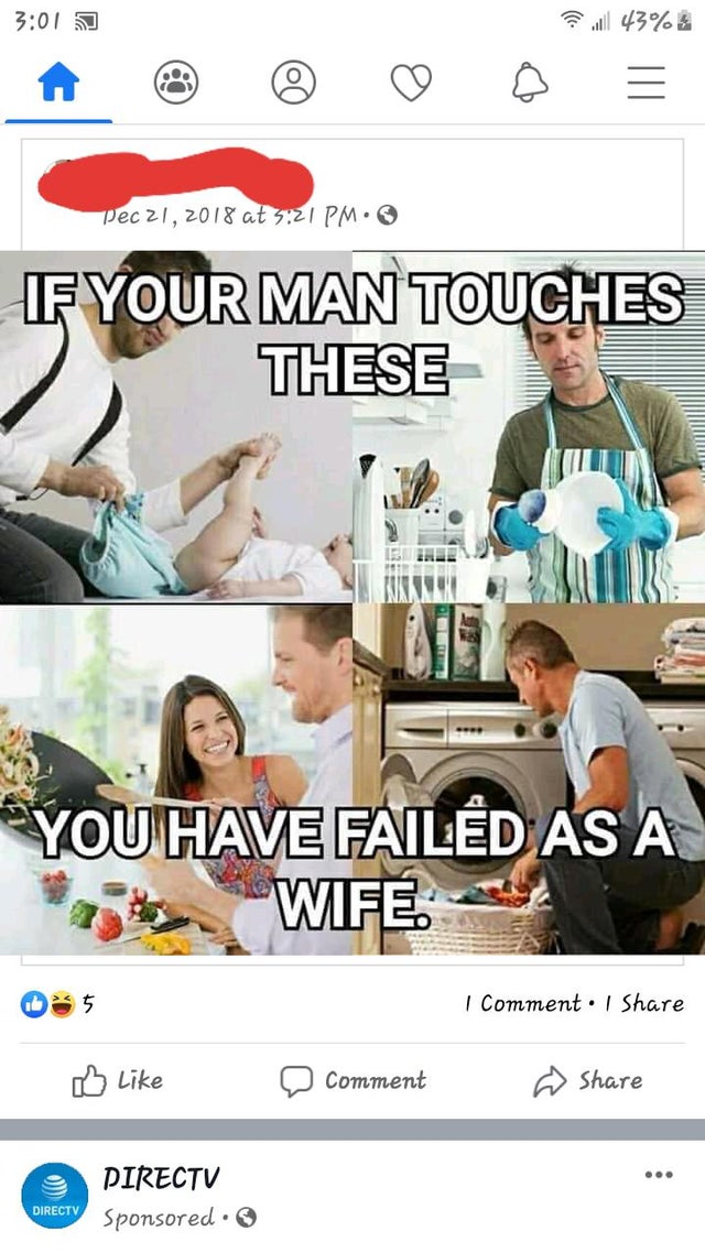 wife share meme - ? 43%& at Fyour Man Touches These Till You Have Failed As A Wife44 1 Comment , o o comment o Pirectv Sponsored Directv