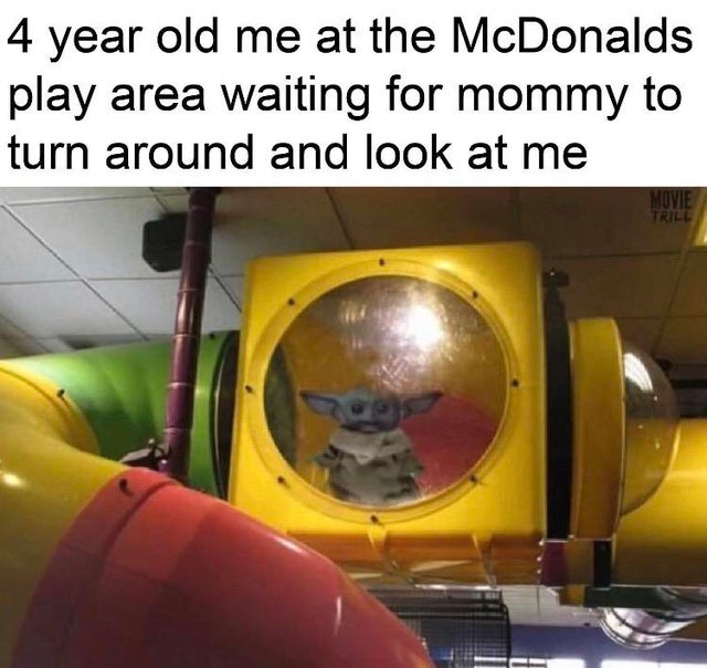 wholesome - Mother - 4 year old me at the McDonalds play area waiting for mommy to turn around and look at me