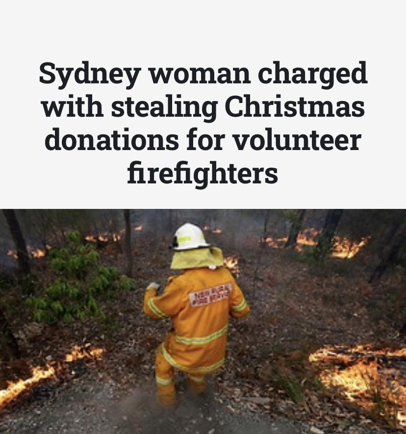 Sydney woman charged with stealing Christmas donations for volunteer firefighters