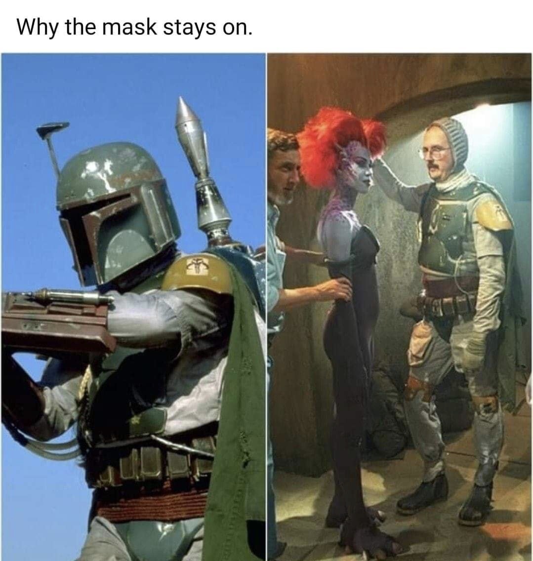 star wars mandalorian boba fett - Why the mask stays on.