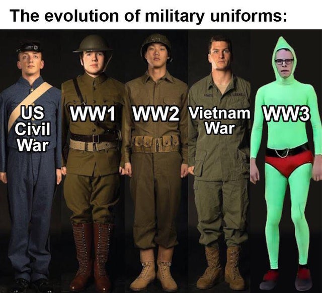 Military uniform - The evolution of military uniforms Us Ww WW1 WW2 Vietnam WW3 War Civil War